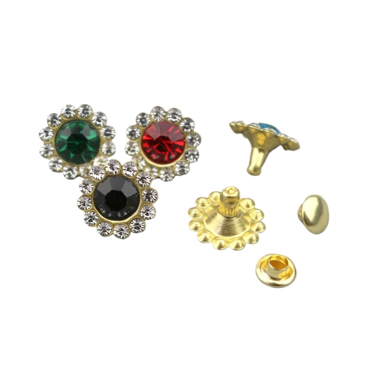 Remaches de cristal metálico multicolor 11 mm decorativos para ropa de cuero DIY manualidades