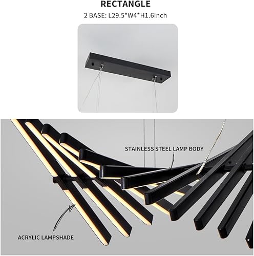 Miniatura 5 de JAYMP Candelabro de diseñador de estilo moderno, regulable, luz colgante LED, control remoto, isla de cocina, comedor, lámpara colgante (negro mate,