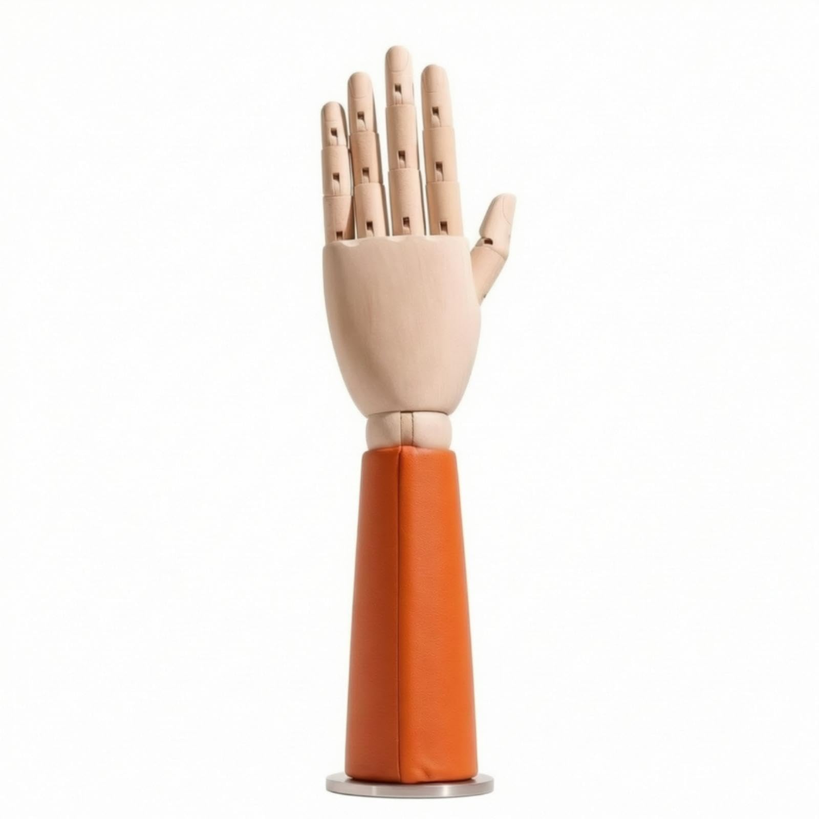 Articulated Hand Mannequin Jointed Mannequin Hand with Metal Base Poseable for Jewelers, Illustrators, Jewelry Display, Shop Window, Sketching Orange Leather Long L-Hand-image-34