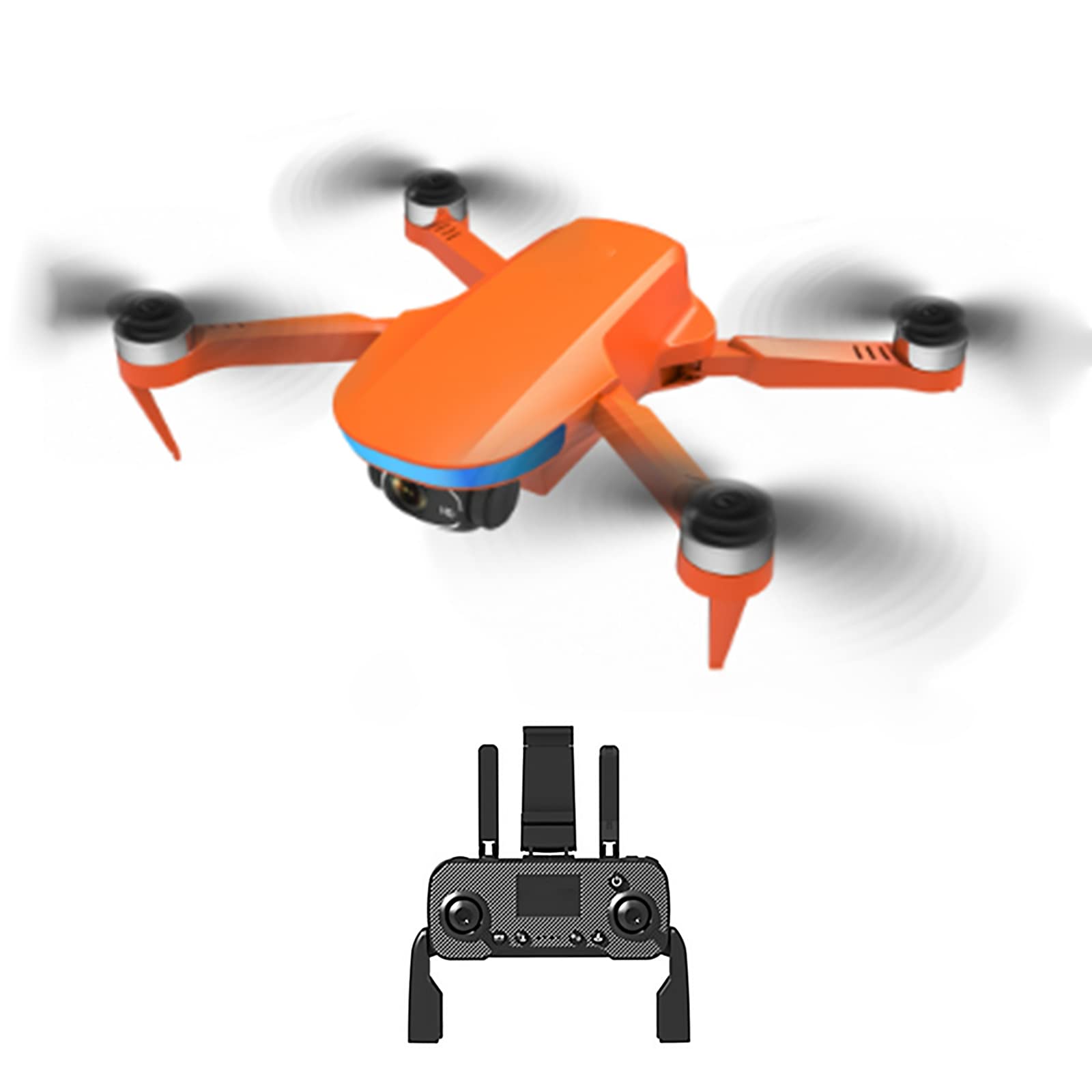 Aereo telecomandato, Cattura filmati Aerei mozzafiato con Drone Fotografico a Doppia Lente in Arancione | Dotato di stabilizzazione Elettronica dell'immagine EIS