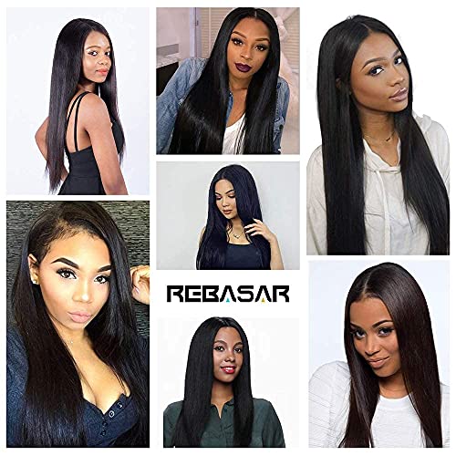 Straight Human Hair Bundles Weave 8 8 8 Inch 100% Unprocessed Brazilian Virgin Weave Hair Human Bundles For Women Remy Weft Short Human Hair 3 Bundles Straight Hair Extensions Natural Black Color #TOP5