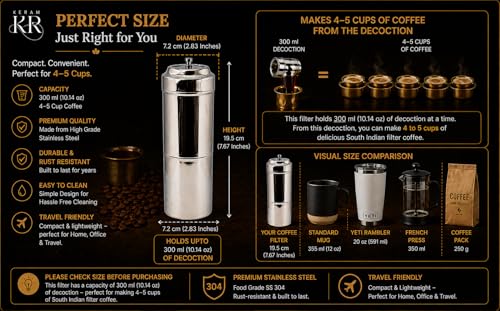 Image of South indian filter coffee maker indian style 10.1 oz (300 ml)