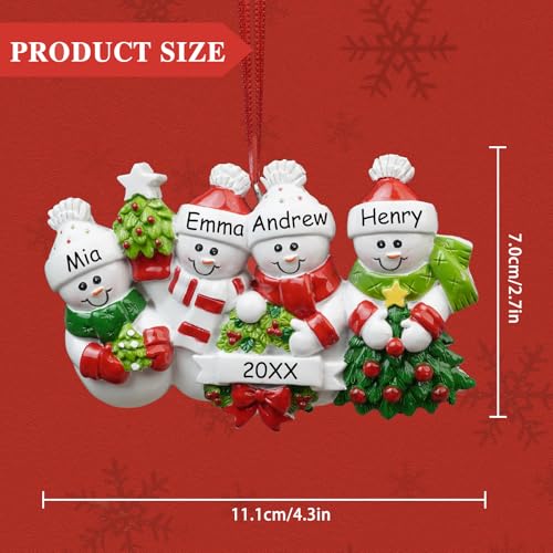 Image of iDIY Personalized Christmas Ornaments 2026 - Family of 4 - Custom Snowman Family Christmas Ornaments with Name, Customized Premium Resin Keepsakes Gift Ornaments for Christmas Tree Decorations