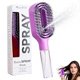 Hair Brush with Water Spray Mister - 2-in-1 Detangling Brush with Built-in Fine Mist, Portable Wet & Dry Styling Tool for Smooth, Frizz-Free Hair - Quick Refresh for Women & Girls On-The-Go(1 Purple)