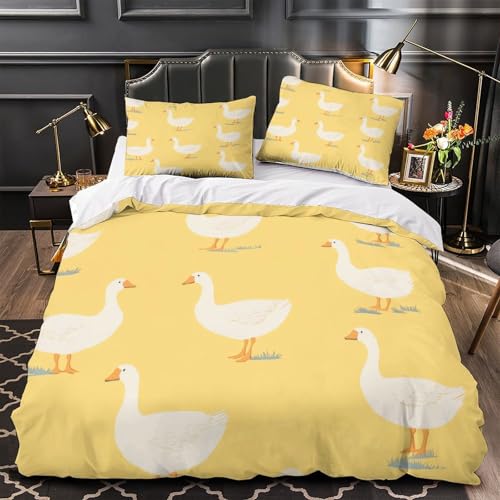 Parure de lit oies 140x200cm housse de couette microfibre douce 3D