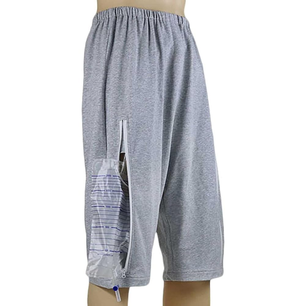 Pantaloni Per Catetere Per Uomo Donna Supporto Per Borsa Per Catetere Caldo Con Doppie Tasche Con Cerniera Che Contiene Due Sacche Per Catetere Da 2000 Ml Per Forniture Per Cate(Size:XXL,Color:Grigio)
