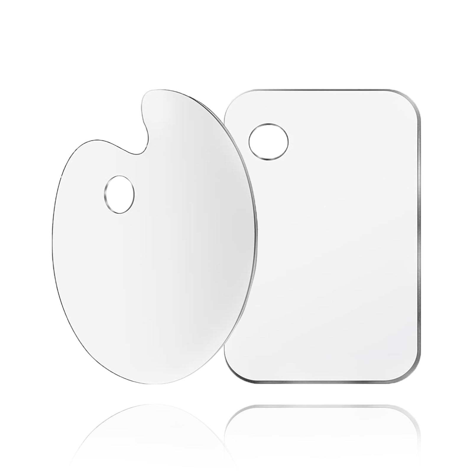 2 Pack Acrylic Paint Palette, 5.9 x 7.9 Inch Clear Thumb Hole Palette for Oil Watercolor Painting Easy Clean Non Stick Artist Pallet