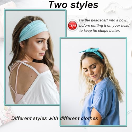 Image of 4 Pieces Adjustable Knotted Headbands for Women - Wide Boho Extra Large Turban Hairband Hair Twisted Knot Accessories for Workout Yoga Running