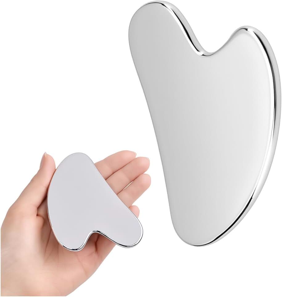 Pedra Gua Sha Inox para Massagem Facial Ferramenta Anti Rugas SkinCare Drenagem Facial e Muscular Anti Idade