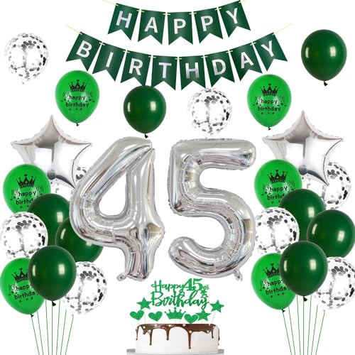 Ohaoduo palloncini 45 anni compleanno uomo donna argento verde decorazione