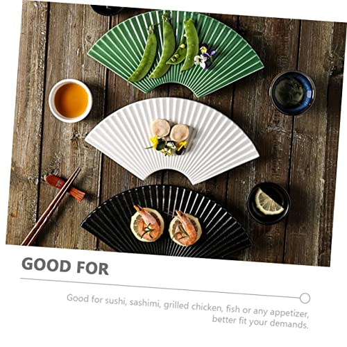 Plato de cerámica japonesa forma abanico para sushi miniatura 5