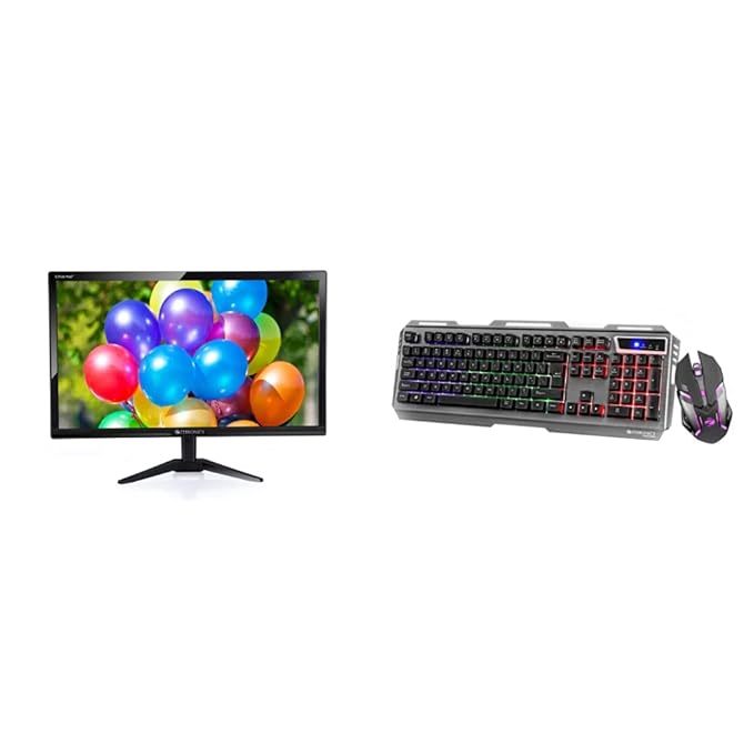 ZEBRONICS A22FHD LED 54.6cm (21.5″) 1920×1080 FHD Resolution Monitor with HDMI + VGA Dual Input & Zeb-Transformer Gaming Keyboard and Mouse Combo (USB, Braided Cable) at Rs. 6729