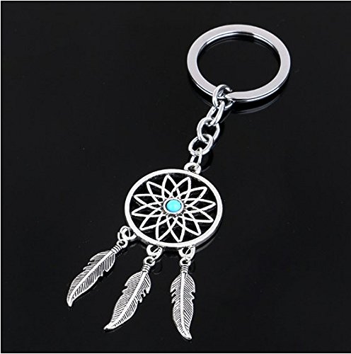 kimberleystore Creative plata envejecida moda Atrapasueños colgante llavero llavero