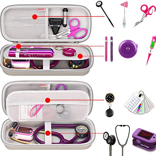 Image of BOVKE Stethoscope Case for 3M Littmann Classic III Monitoring /Lightweight II S.E /Cardiology IV Diagnostic /MDF Acoustica Stethoscopes, Mesh Pocket for Doctor & Nurse Accessories, Gray