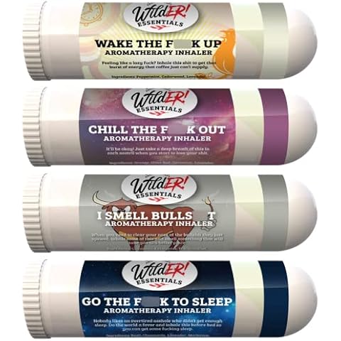 Wilder Essentials 4 Pack Gift Set of Aromatherapy Nasal Inhalers Made with 100% Natural Essential Oils for Hilarious and Effective Help with Your Day Cover