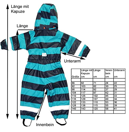 MAYLYNN Schneeanzug Regenoverall Regenanzug Blau, warm gefüttert mit dicken Fleece Futter, Größe:86