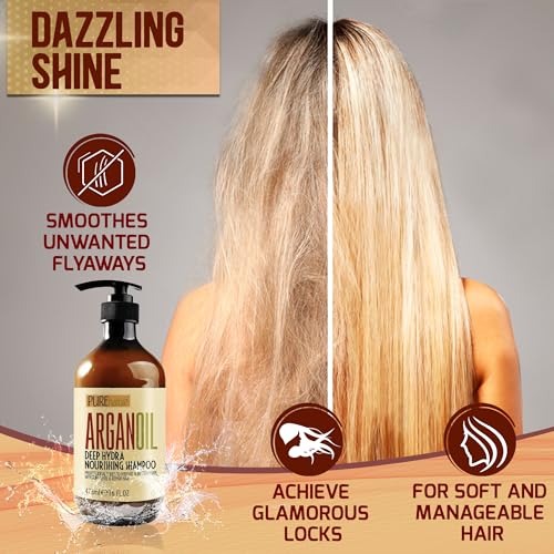 Image of Moroccan Argan Oil Shampoo - Sulfate SLS Paraben Free Moisturizing Treatment for Women and Men - For All Types Including Curly, Dry, Damaged and Oily Hair - Hydrating and Nourishing - Salon Grade