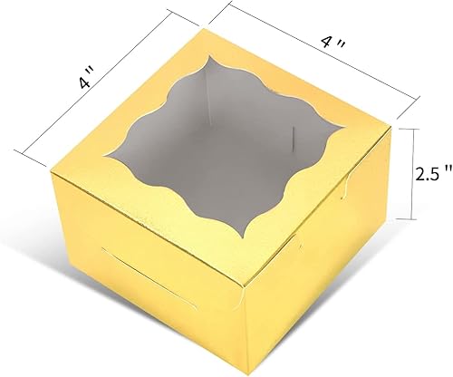 Miniatura 10 de KPOSIYA 120 cajas de panadería marrones con ventana, cajas individuales para cupcakes de 4 x 4 x 2.5 pulgadas, cajas de galletas de papel kraft