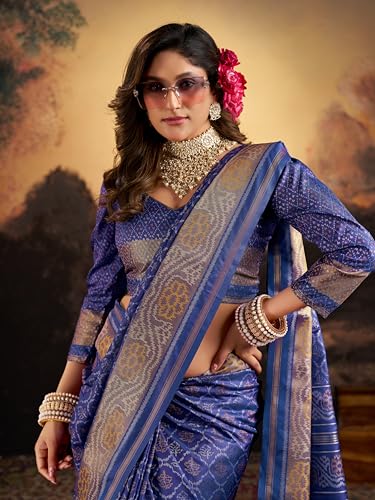 Image of SWORNOF Women's Kanjivaram Soft Silk Banarasi Sarees With Unstiched Blouse Piece