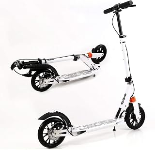 ZXYSMM Scooter H-Kick Portable Adult Kick with Big Wheels, Folding Portable City Commuter, Birthday Gifts for Big Kids, Boys Girls, Support 150Kg, Non-Electric,White