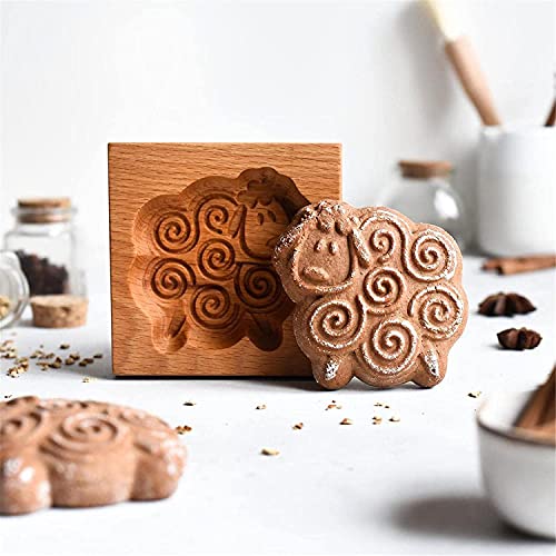 Molde de madera for galletas, molde cortador de galletas, molde de madera 3D for pan de jengibre, molde de madera for hornear pastel de luna, molde for gofrado de fondant for galletas, prensa manual f