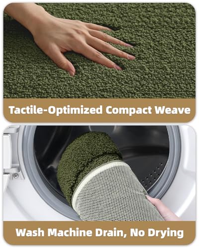 Image of Color&Geometry Oval Green Bathroom Rugs 32x20, Extra Soft Absorbent Microfiber Bath Rugs, Non-Slip Bathroom mat, Washable Plush Bath Mats for Bathroom, Shower, Bathtub, Laundry, Green