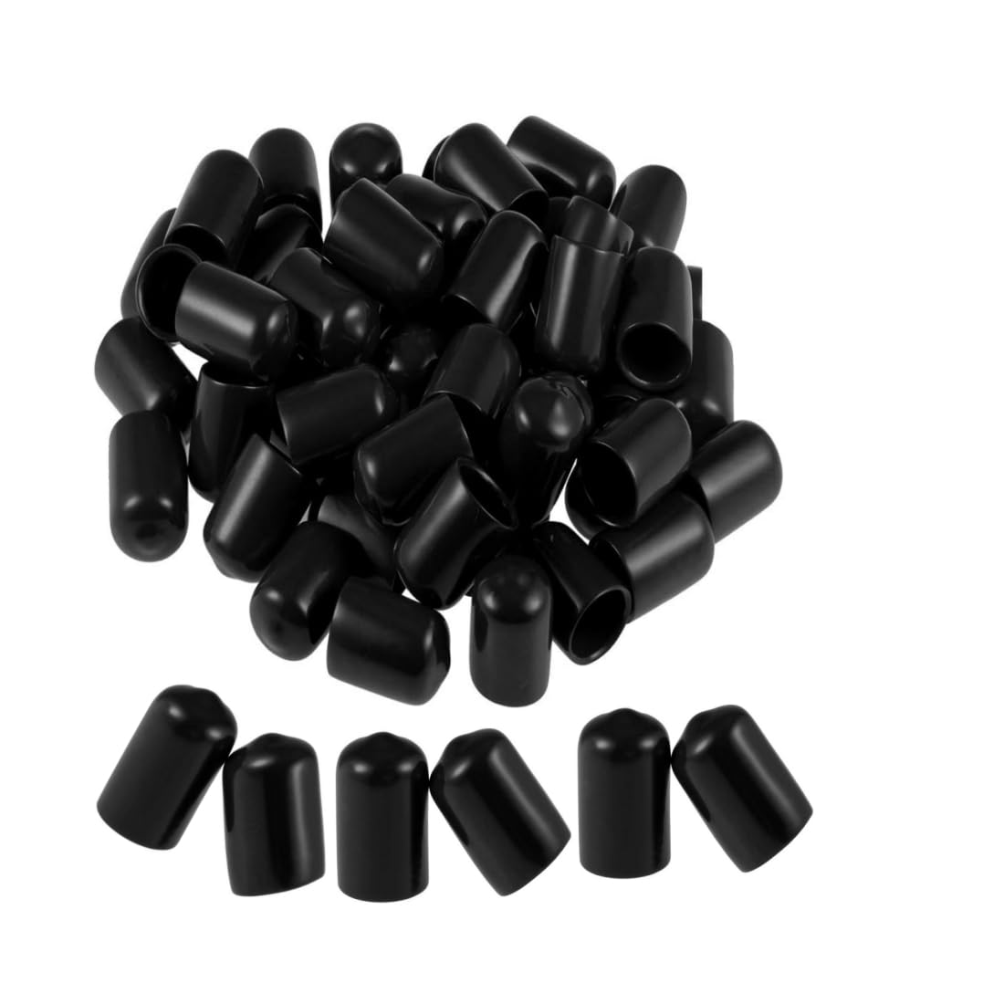 QLXHBOT Round Rubber End Caps 100 Pcs 3/8" (10mm) ID Vinyl Flexible Screw Thread Protectors Black Bolt End Caps for Metal Tubing Rod Bolt