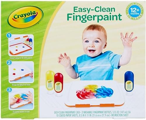 Crayola Mess Free Finger Painting Station, Washable Finger Paint for Toddlers, Arts & Crafts Set, Sensory Activity, Art Travel Toy, Gift for Toddlers, 1+