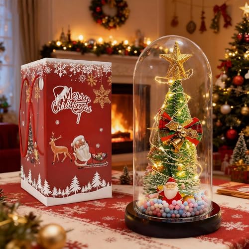 SPERMUOY Weihnachtsbaum Led Weihnachtsdeko,Weihnachtsbaum im Glas Mini...