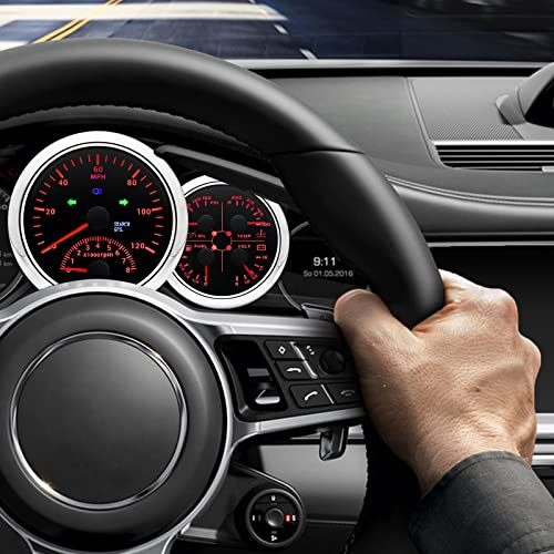 Artilaura Speedometer Gauge Set - Gps Speedometer With Tachometer,Fuel Level Gauge Water Temperature Gauge Oil Pressure Gauge Voltage 4In1 Gauge For Car Auto Boat Marine(Black And Silver) #TOP2
