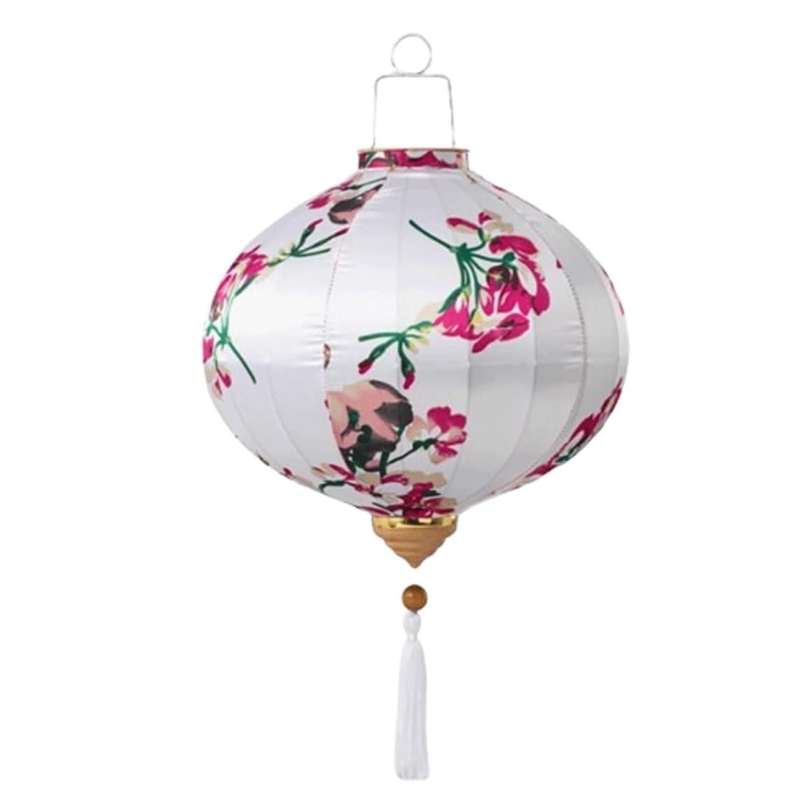 Asian lantern, Round Silk Lantern Traditional Peony Flower Pattern Hanging Chinese New Year and Spring Festival Decoration(White,12inch)