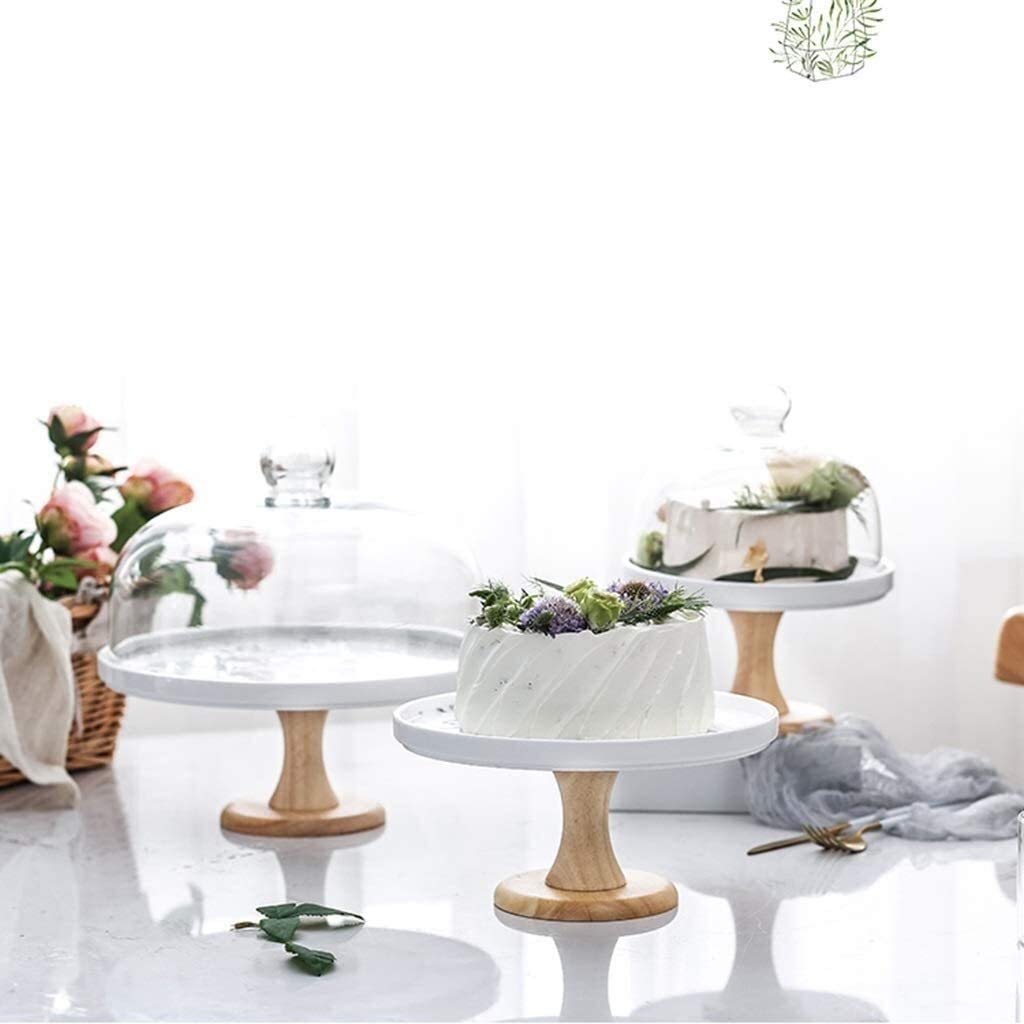 Soporte para tartas con tapa de cúpula de 24 cm, elegante soporte de exhibición de repostería para cocina y fiestas de cumpleaños, perfecto para pasteles y postres