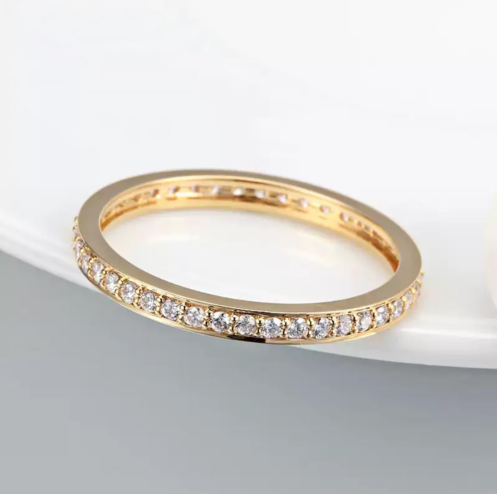 KnSam 9K/14K/18K Gelbgold Freundschaftsringe, Labor Erstellt Diamant Solitärring Klassiker Rundschliff Weiß, Echtschmuck Ring Gold Au750/ 585/375, Gr.47-70