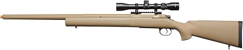 Lancer Tactical Rifle Airsoft de francotirador con resorte M24 Bolt Action con alcance (resorte de aluminio CNC mejorado, 470 FPS)