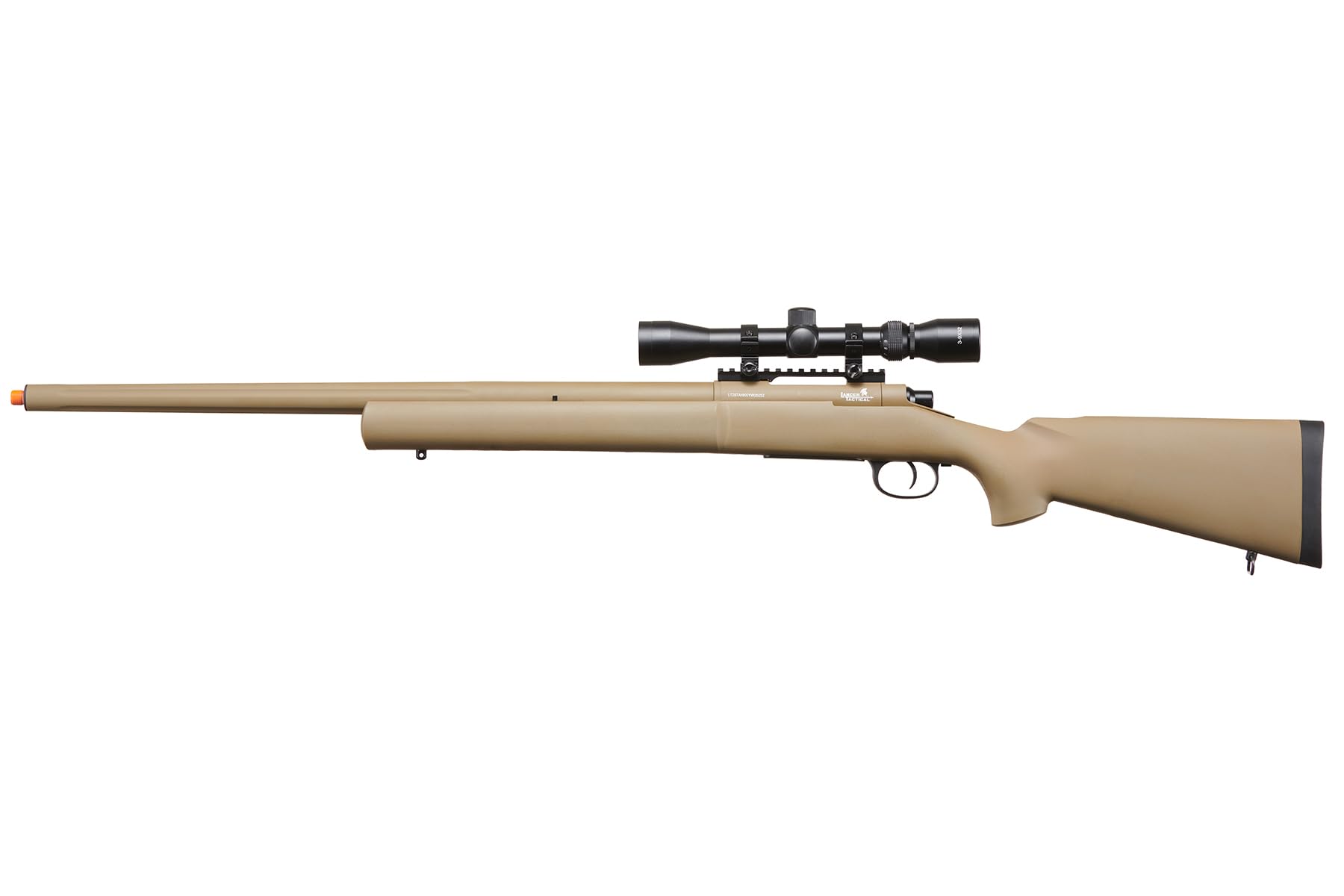 Lancer Tactical Upgraded M24 Bolt Action Spring-Powered Sniper Airsoft Rifle with Scope (Threaded, CNC Aluminum Spring, Up to 500 FPS)