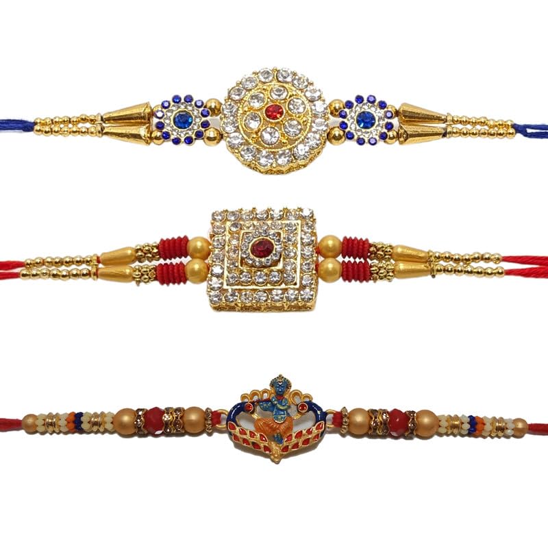 Image of Rakhi Premium Matal plate Bhiya Bhabhi Rakhiset of 3 dsn 8