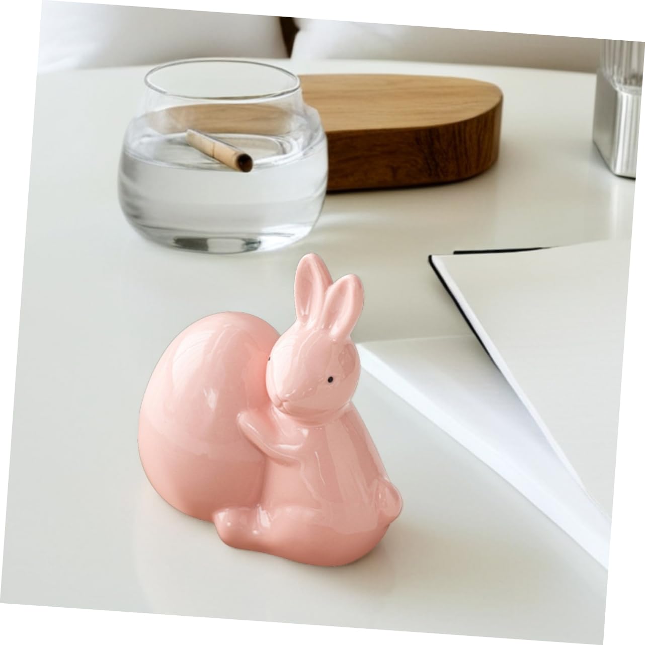 ABOOFAN 2 Pezzi Di Portaconigli Pasquali in Ceramica Fatti A Mano Ornamenti Decorativi Per Il Soggiorno Statuette Di Animali Non Verniciate Decorazioni Pasquali