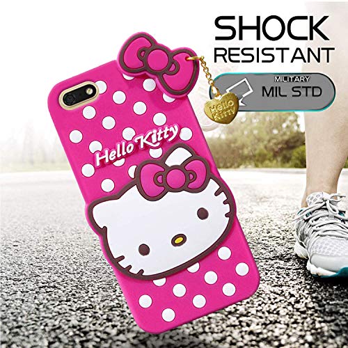 Image of Unirock Hello Kitty Back Case Cover for honor 7S| 3D Cute Hello Kitty Case |Soft Silicone Rubber Back Cover with Pendant Kitty Cover for honor 7S (Pink)