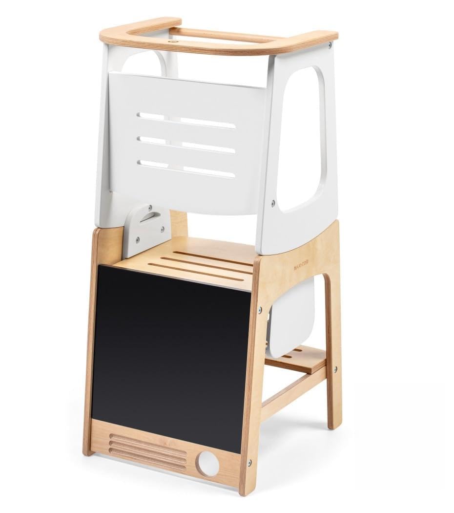 Maxi-Cosi Toucan Baby Learning Tower Wood, Montessori Toddler Step Stool, 18months-150kg, Blackboard, Height-Adjustable Kitchen Helper, Converts into Desk+Stool, FSC® 100% Certified Wood, Natural Wood