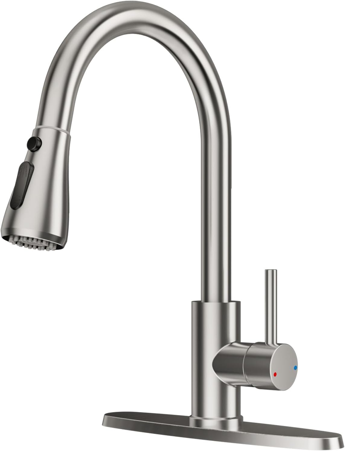 FEELSO Kitchen Faucets with Pull Down Sprayer, High Arc Stainless Steel Single Handle Kitchen Sink Faucet, 1 or 3 Hole Brushed Nickel Water Faucets for Farmhouse Laundry Camper Rv Bar