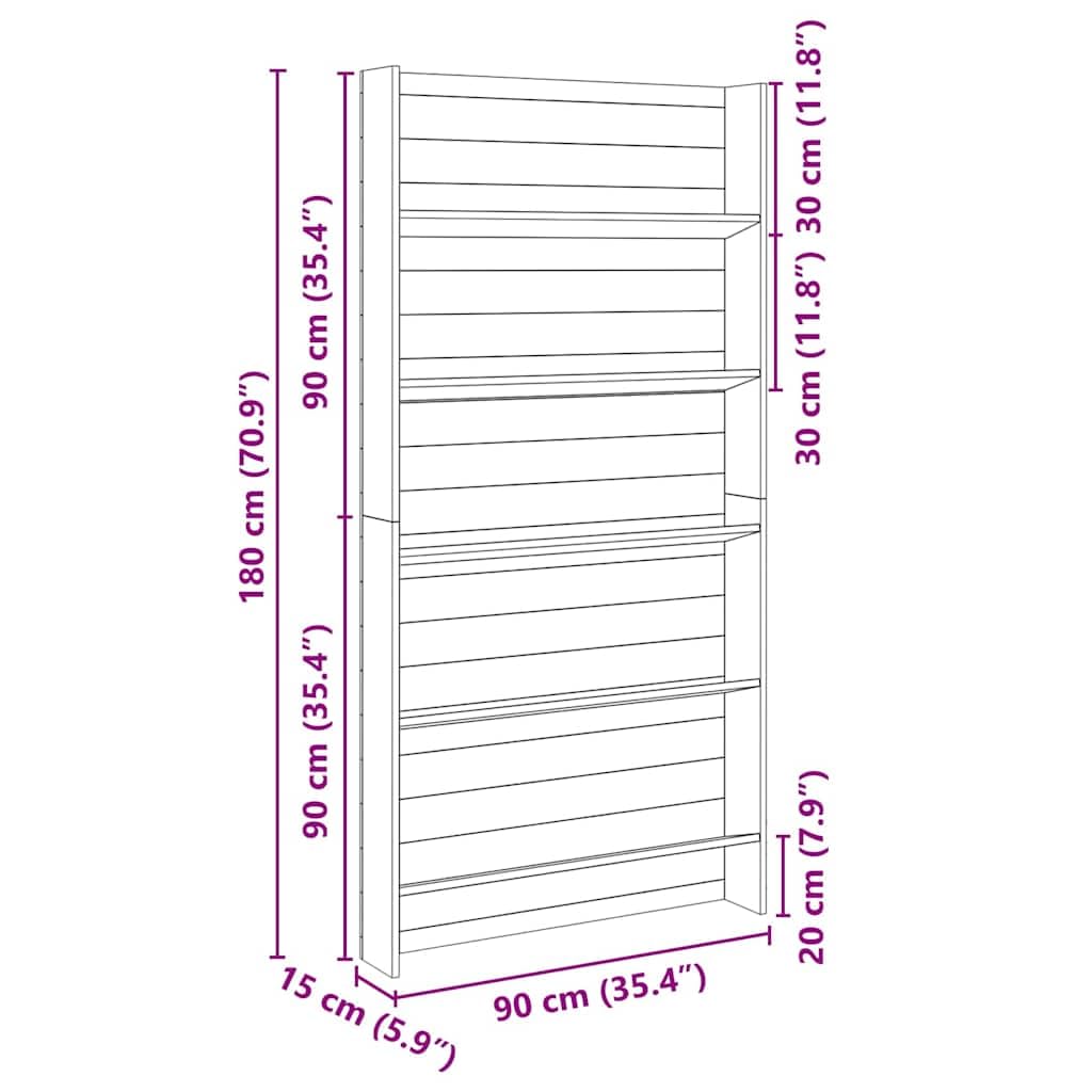 vidaXL Estanterías para Plantas con Estante Marrón 90 x 15 x 180 cm, Jardín y terraza, soluciones de Almacenamiento rústico, jardineras en Niveles, estanterías duraderas, Soporte para Plantas