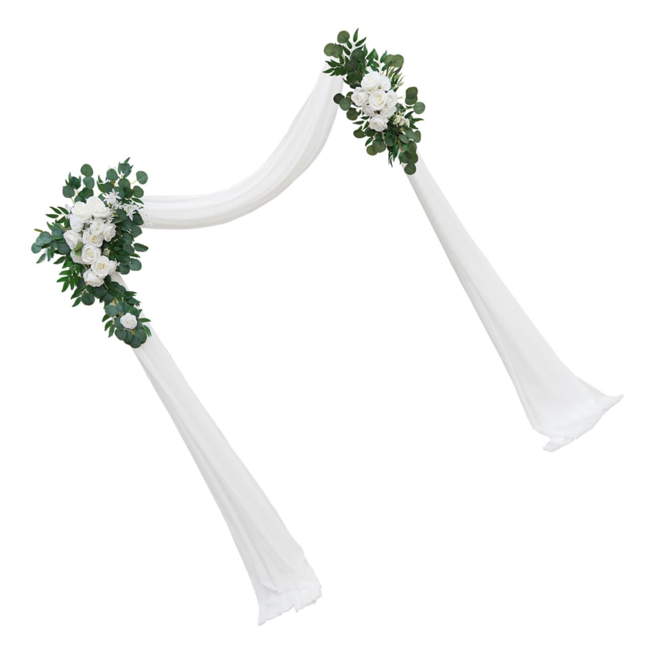 Cabilock Künstlicher Blumenbogen für Hochzeit in Weiß, 1 Satz | Seidenblumen mit Tüll, Nie Welkend und Pflegeleicht, für Florale Anordnung oder Wandaufhängung