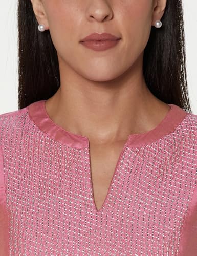 Image of BIBA Women Nylon Viscose Regular Fit Straight Yarndyed Kurta