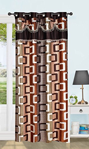 Image of K 2 6 Creations -1 Piece Polyester Box lace Bedroom Curtain for Long Door (4 x 9 Feet Brown)