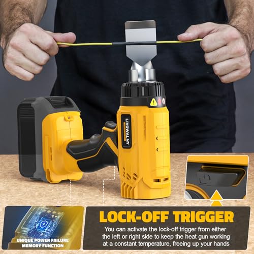 LIVOWALNY Heat Gun Compatible with Dewalt 20v Battery(Tool Only):350W Cordless Battery Powered Heat Gun 122℉~1022℉ Variable Temperature Heat Shrink Gun w/LED Digital Display for Shrink Tubing,DIY by LIVOWALNY - Image 6