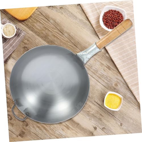 Wok de hierro grueso con mango resistente gris miniatura 4