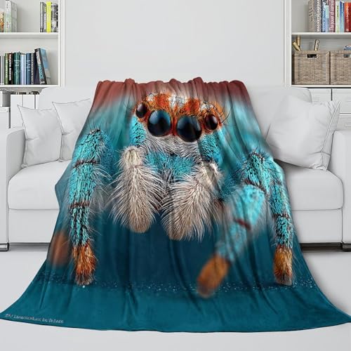 Couverture macro araignée 3D en microfibre 150x200cm pour lit et canapé