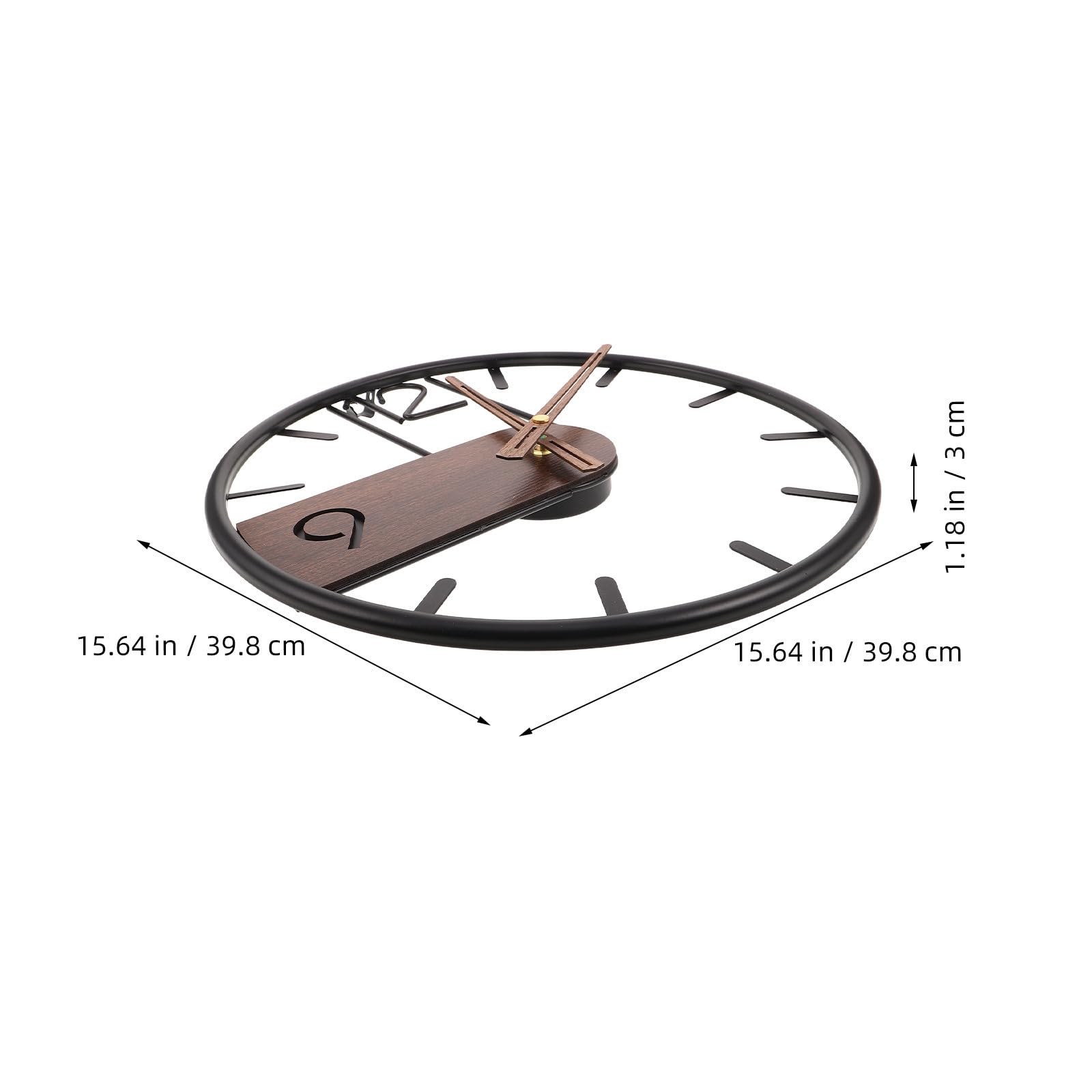 SHINEOFI Orologio da Parete Silenzioso Nero 40cm in Ferro e Legno | Design Minimal Creativo, per Soggiorno e Arredo Casa, Meccanismo Preciso ad Alta Accuratezza