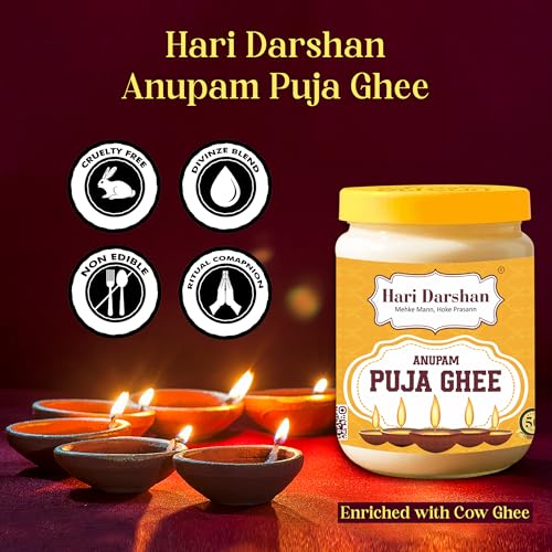 Image of Hari Darshan Anupam Puja Ghee | Premium Puja Ghee for Havan Essential Lighting Diya Festival Rituals | Pure Ghee for Puja Spiritual Offerings Non-Edible | Pack of 2 (200g Each)