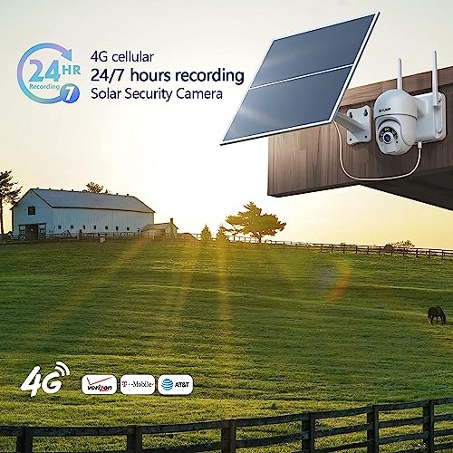 4G Lte Cellular Security Camera [24/7 Recording] With 20W Solar Panel, 20000Mah Battery,360° Pan Tilt,Spotlight Color Night Vision,2 Way Talk,Pir Motion Detect,No Wifi,Ip66,Soliom Sl800-4G Us Version #TOP1